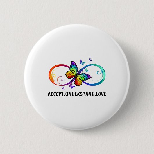 Infinity Sign Accept versteht Liebe Neurodius Button (Vorderseite)