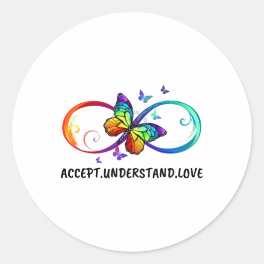 Infinity Sign Accept versteht Liebe Neurodius Runder Aufkleber (Vorderseite)