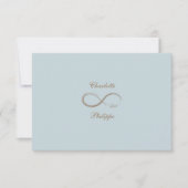 Infinity Sign Dusty Blue Gray Gold Wedding RSVP Einladung (Vorderseite)
