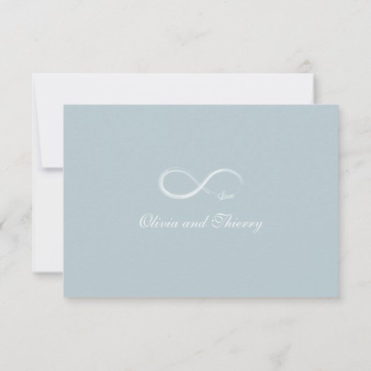 Infinity Sign Dusty Blue Gray White Wedding RSVP Einladung (Rückseite)