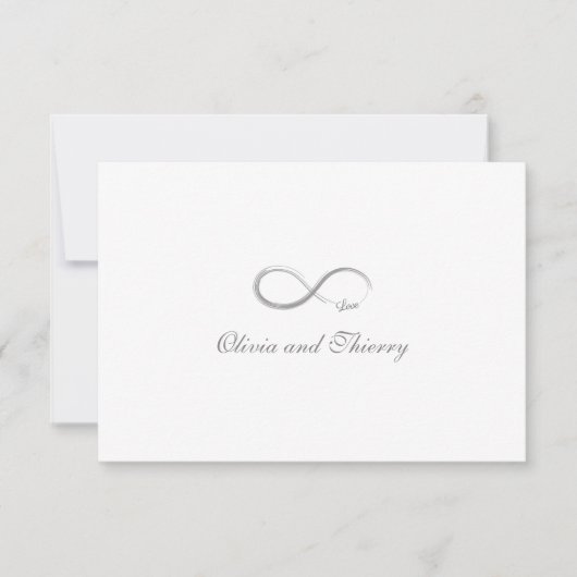 Infinity Sign Einzigartiges Gray Gold White Weddin Einladung (Vorderseite)