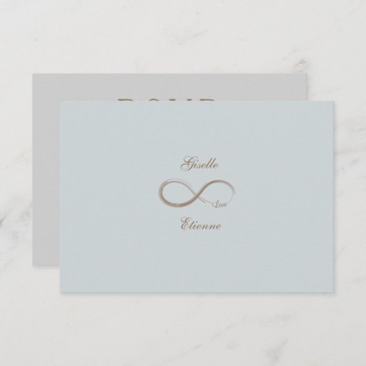Infinity Sign Gold Blue Individuelle Name Wedding  Einladung (Vorne/Hinten)