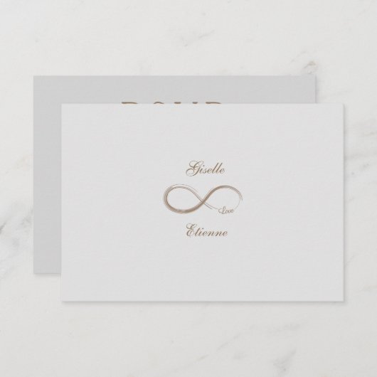 Infinity Sign Gold Grau Individuelle Name Wedding Einladung (Vorne/Hinten)