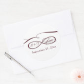 Infinity Sign Liebe Script Burgundy White Wedding Runder Aufkleber (Umschlag)