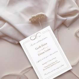 Infinity Sign Monogram Gold White Gray Wedding Einladung