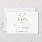 Infinity Sign Monogram Gold White Wedding RSVP Einladung (Vorderseite)