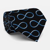 Infinity Sky Blue Symbol | Schwarz Krawatte (Gerollt)