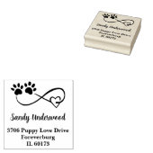 Infinity Symbol Heart & Paws Return Address Stamp Gummistempel (Stempel)