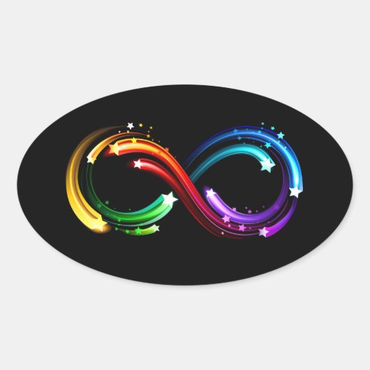 Infinity symbol of rainbow comets ovaler aufkleber (Vorderseite)