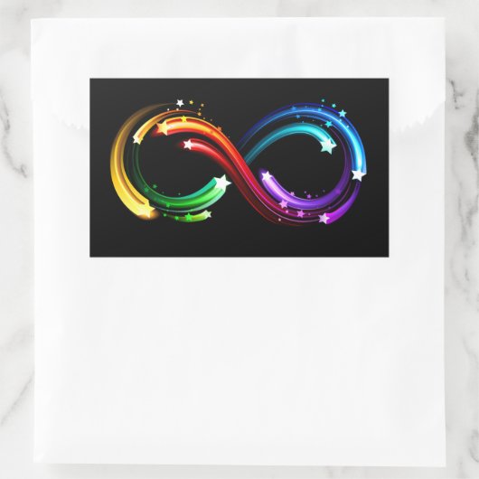 Infinity symbol of rainbow comets rechteckiger aufkleber (Tasche)