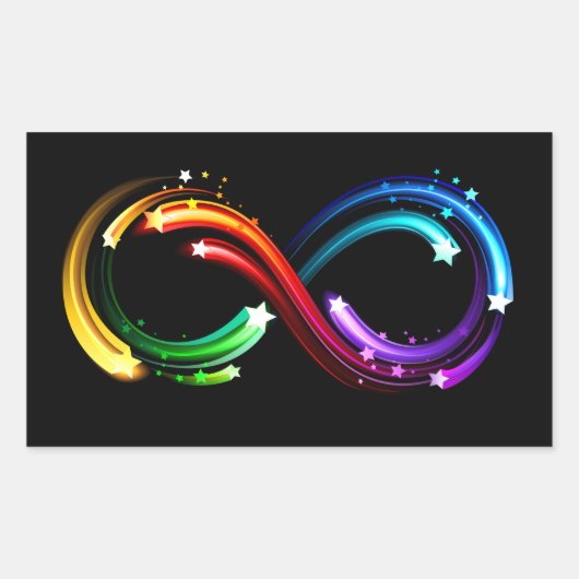Infinity symbol of rainbow comets rechteckiger aufkleber (Vorderseite)