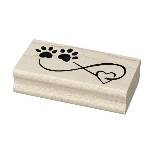 Infinity Symbol with Heart & Paw Prints Art Stamp Gummistempel (Stempel)