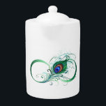 Infinity Symbol with Peacock Feather<br><div class="desc">The symbol of infinity with a bright,  green,  artistic peacock feather on a white background. Tattoo style.</div>