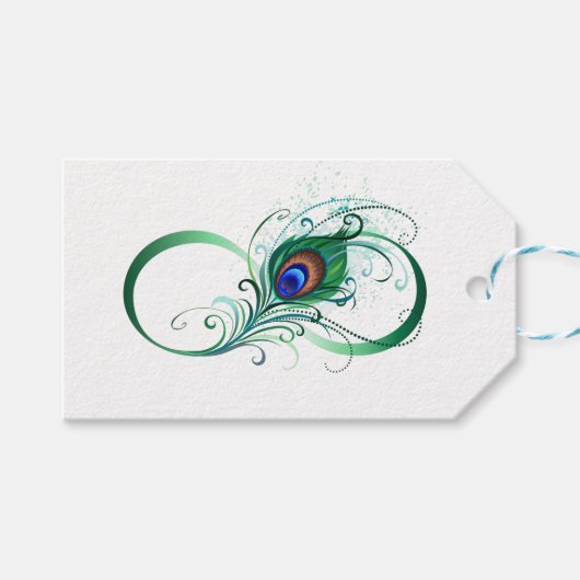Infinity Symbol with Peacock Feather Geschenkanhänger (Vorderseite (Horizontal))