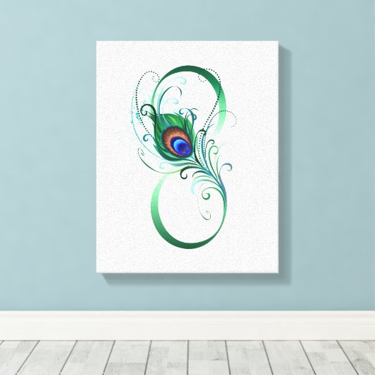 Infinity Symbol with Peacock Feather Leinwanddruck (Insitu (Holzboden))