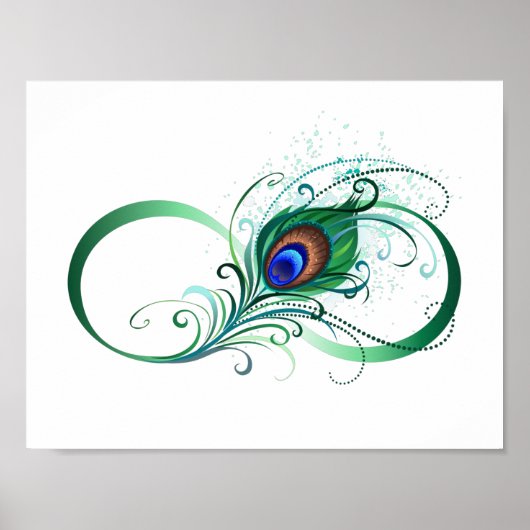 Infinity Symbol with Peacock Feather Poster (Vorne)