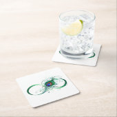 Infinity Symbol with Peacock Feather Rechteckiger Pappuntersetzer (Vor Ort)