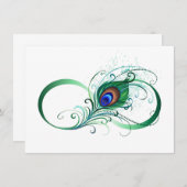 Infinity Symbol with Peacock Feather Save The Date (Vorne/Hinten)