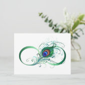 Infinity Symbol with Peacock Feather Save The Date (Stehend Vorderseite)