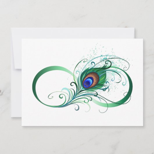 Infinity Symbol with Peacock Feather Save The Date (Vorderseite)