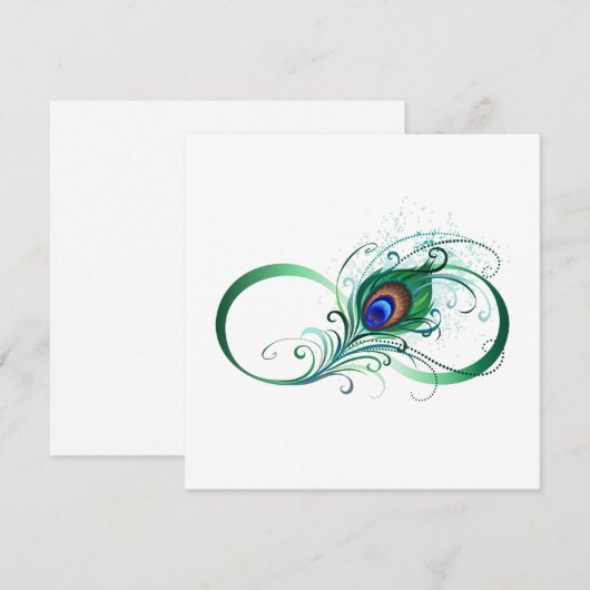 Infinity Symbol with Peacock Feather Save The Date (Vorne/Hinten)