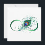 Infinity Symbol with Peacock Feather Save The Date<br><div class="desc">The symbol of infinity with a bright,  green,  artistic peacock feather on a white background. Tattoo style.</div>