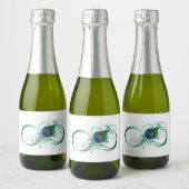 Infinity Symbol with Peacock Feather Schaumweinetikett (Flaschen)