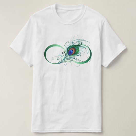 Infinity Symbol with Peacock Feather T-Shirt (Design vorne)