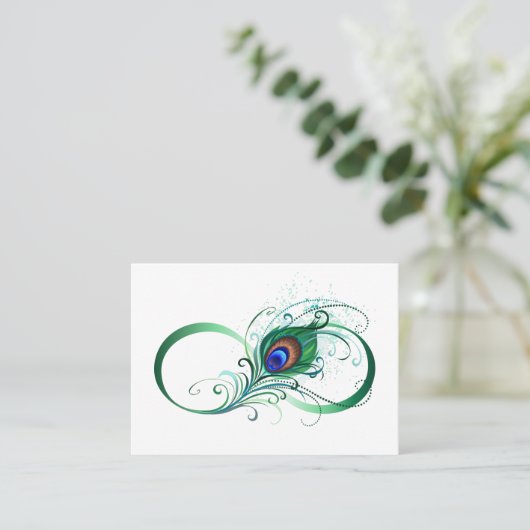 Infinity Symbol with Peacock Feather Terminkarte (Stehend Vorderseite)