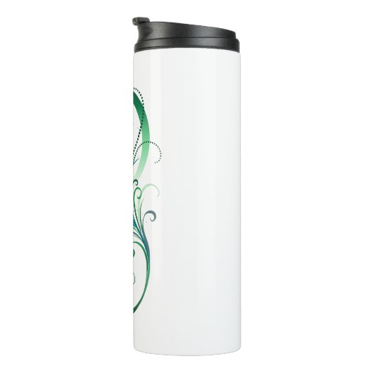 Infinity Symbol with Peacock Feather Thermosbecher (Nach rechts gedreht)