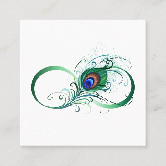 Infinity Symbol with Peacock Feather Treuekarte (Vorderseite)