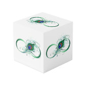 Infinity Symbol with Peacock Feather Würfel (Rückseite Schrägansicht)