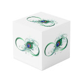 Infinity Symbol with Peacock Feather Würfel (Vorderseite Schrägansicht)