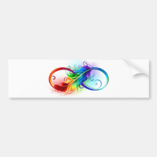 Infinity Symbol with Rainbow Feather Autoaufkleber