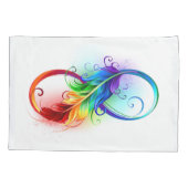 Infinity Symbol with Rainbow Feather Kissenbezug (Rückseite-Links)