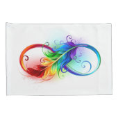 Infinity Symbol with Rainbow Feather Kissenbezug (Rückseite-Rechts)