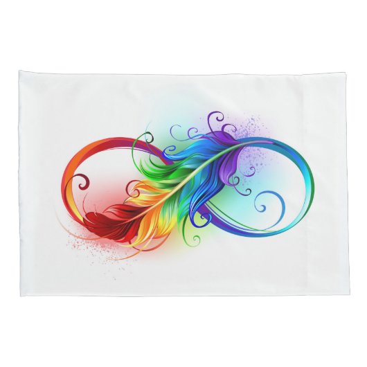 Infinity Symbol with Rainbow Feather Kissenbezug (Rückseite-Rechts)