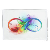 Infinity Symbol with Rainbow Feather Kissenbezug (Vorderseite-Links)