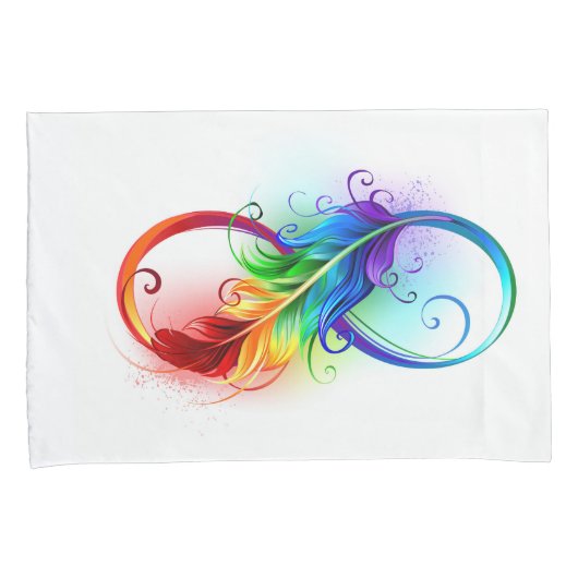 Infinity Symbol with Rainbow Feather Kissenbezug (Vorderseite-Rechts)