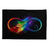 Infinity Symbol with Rainbow Feather Kissenbezug (Rückseite)