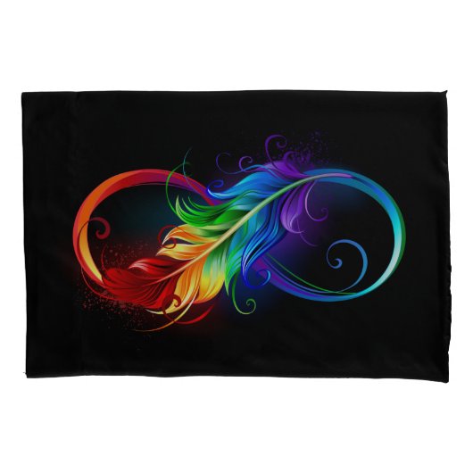 Infinity Symbol with Rainbow Feather Kissenbezug (Vorderseite)