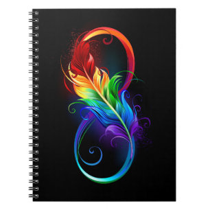 Infinity Symbol with Rainbow Feather Notizblock