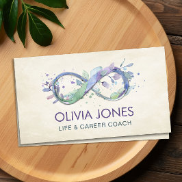 Infinity Watercolor Pastellblau und Lila Folien Visitenkarte