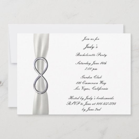 Infinity White Wedding Junggeselinnen-Abschied lad Einladung (Vorderseite)