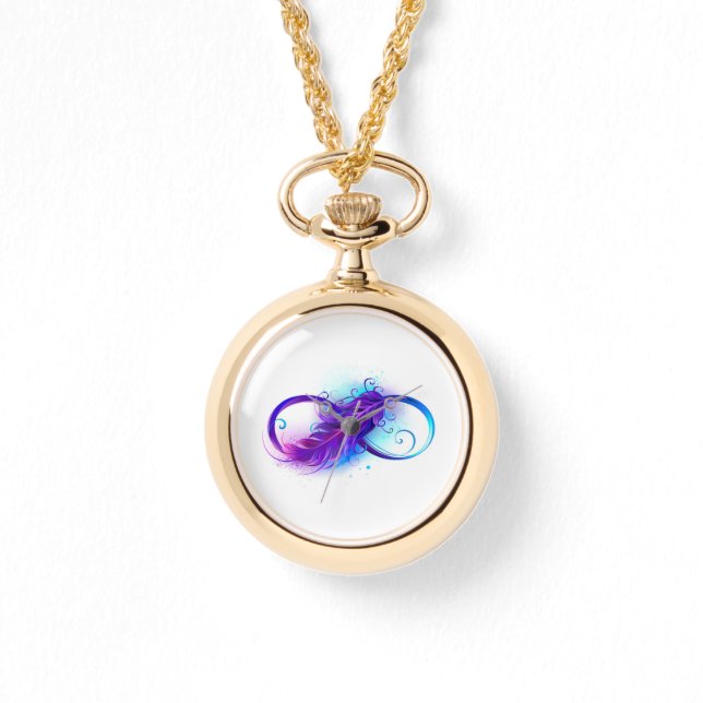 Infinity with Purple Feather Armbanduhr (Vorderseite)