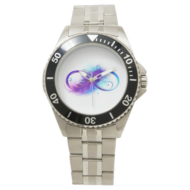 Infinity with Purple Feather Armbanduhr (Vorderseite)