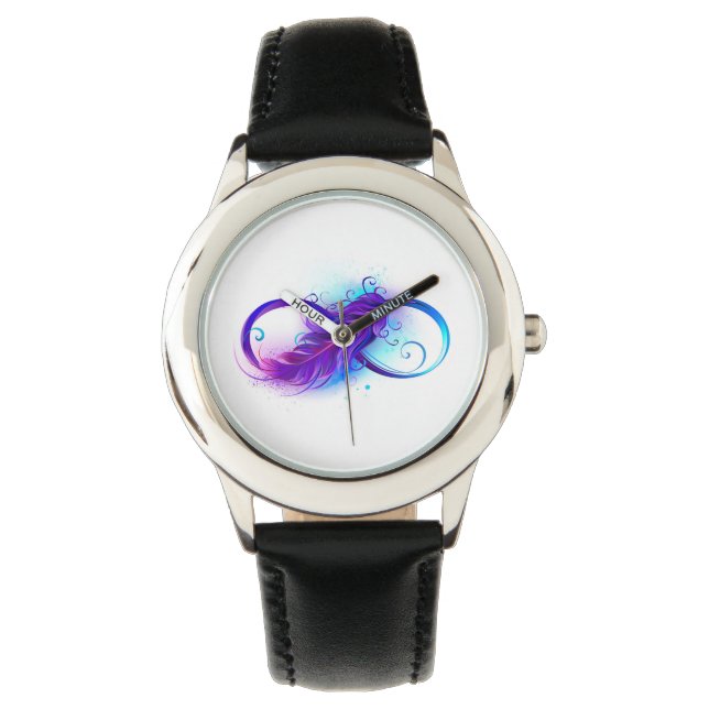 Infinity with Purple Feather Armbanduhr (Vorderseite)