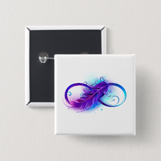 Infinity with Purple Feather Button (Vorne & Hinten)