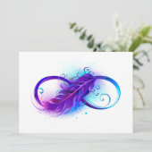 Infinity with Purple Feather Dankeskarte (Stehend Vorderseite)