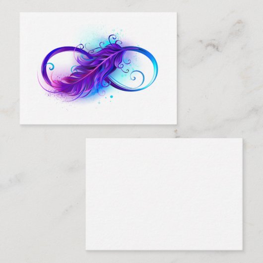 Infinity with Purple Feather Empfehlungskarte (Vorne/Hinten)